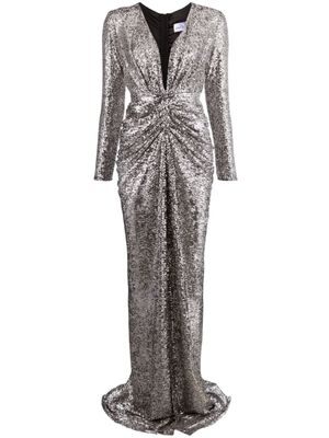 Ana Radu robe longue brodée de sequins - Argent