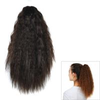 Natuurlijke retro korte krullend haar clip-on Corn Blanching paardestaart pruik (zwartbruin)