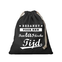 1x Canvas cadeautasje bedankt fantastische tijd zwart met koord 25 x 30 cm    -