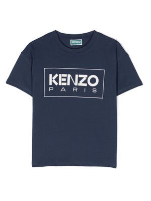Kenzo Kids t-shirt en coton à logo imprimé - Bleu