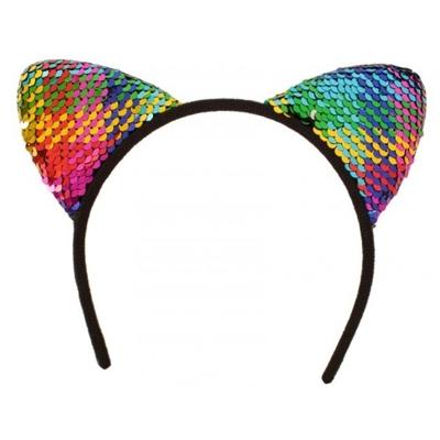 Katten/poezen oortjes diadeem/haarband - Gekleurde pailletten - voor dames