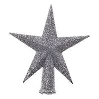 Mini kerstboom piek - zilver - D12 cm - kunststof - glitter