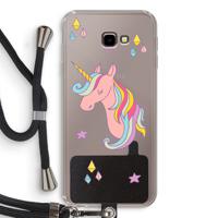 Roze eenhoorn: Samsung Galaxy J4 Plus Transparant Hoesje met koord