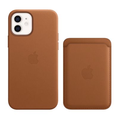 Apple iPhone 12 / 12 Pro Back Cover met MagSafe Leer Bruin + Leren Kaarthouder met MagSafe Apple iPhone 12 / 12 Pro Back Cover met MagSafe Leer Bruin + Leren Kaarthouder met MagSafe