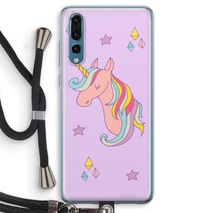 Roze eenhoorn: Huawei P20 Pro Transparant Hoesje met koord