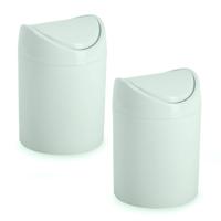 Plasticforte mini prullenbakje - 2x - mintgroen - kunststof - keuken/aanrecht - 12 x 17 cm - Prullenbakken - thumbnail