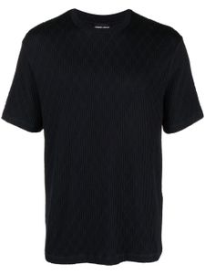 Giorgio Armani t-shirt en maille nervurée - Bleu