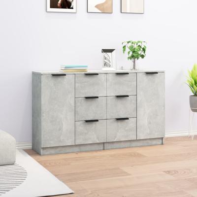 Dressoirs 2 st 60x30x70 cm bewerkt hout betongrijs