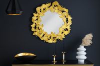 Decoratieve wandspiegel GINKGO LEAFS L 70cm goud rond handgemaakt van metaal - 42779 - thumbnail