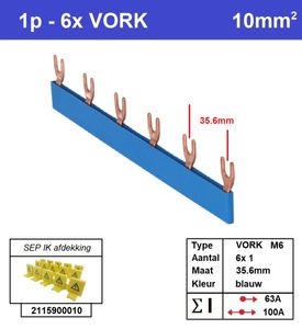 SEP Verdeelkam 1f Vork 6p 36mm blauw F01106B06