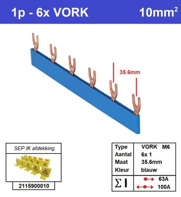 SEP Verdeelkam 1f Vork 6p 36mm blauw F01106B06