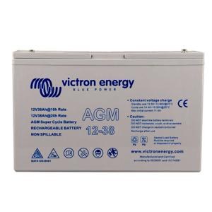 Victron Energy AGM 12V 38Ah Super Cycle Batterie Solar-accu 12 V 38 Ah Loodvlies (AGM) (b x h x d) 26.7 x 17.5 x 7.7 cm M5-schroefaansluiting Onderhoudsvrij