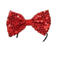 Carnaval verkleed vlinderstrikje met pailletten glitters - rood - volwassenen Carnaval verkleed vlinderstrikje met pailletten glitters - rood - volwassenen