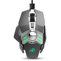 HXSJ J200 7 toetsen programmeerbare bedrade E-sport mechanische muis met licht (zilvergrijs)
