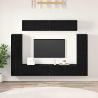 Tv-meubelset 8 pcs Zwart eiken 80 x 30 x 30.5 cm Bewerkt hout