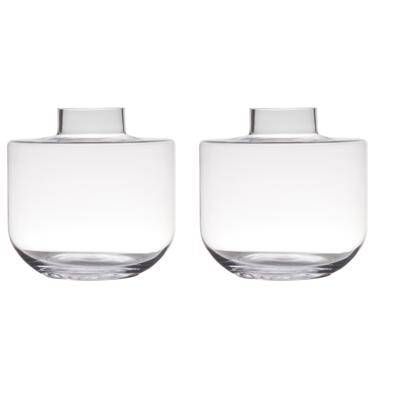 Bloemenvaas - Set van 2x stuks - groot - glas - transparant - 4 liter - D25 x H26 cm - Luxe stijlvol