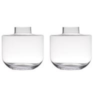 Bloemenvaas - Set van 2x stuks - groot - glas - transparant - 4 liter - D25 x H26 cm - Luxe stijlvol