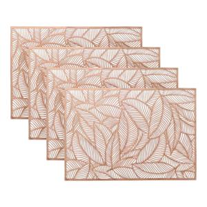 Placemat Nissa - 8x - brons blad motief - 30 x 45 cm - onderlegger