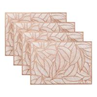 Placemat Nissa - 8x - brons blad motief - 30 x 45 cm - onderlegger