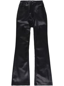 Ksubi pantalon en cuir artificiel à coupe évasée - Noir