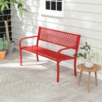 Tuinbank Metaal Weerbestendige Bank Voor 2 Personen Metalen bank Belastbaar Tot 360 kg 127 x 59 x 82 cm Rood