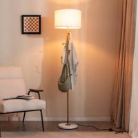 166,5cm Kapstok Staande Lamp met 5 Kledinghaken Voetschakelaar Stevige Verzwaarde Voet E27 Lamp Vereist voor in Thuis - thumbnail