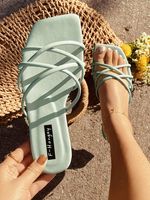 Stevig Kleur Kruis Band Slippers - thumbnail