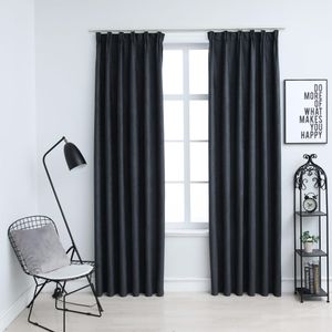 VidaXL Gordijnen verduisterend met haken 2 st 140x245 cm antraciet
