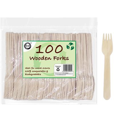 Wegwerp vorken - 100x st - hout - biologisch afbreekbaar - ECO Wegwerpbestek