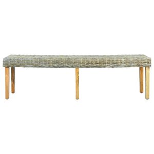 The Living Store Rattan bank - Halbank - 160 x 35 x 45 cm - Kubu rattan en mangohout