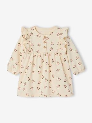 Jurk baby meisjes in velour ecru
