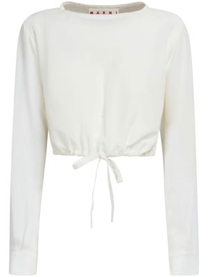 Marni blouse crop à ourlet à lien de resserrage - Blanc
