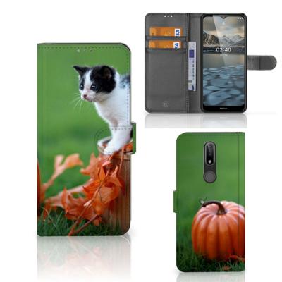 Nokia 2.4 | Telefoonhoesje | Met pasjeshouder | Kitten