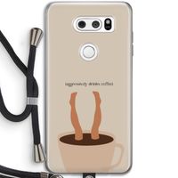 Aggressively drinks coffee: LG V30 Transparant Hoesje met koord