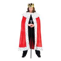 Funny Fashion Koning Kostuum Rode Mantel Cape - pluche - one size - carnaval - verkleedkleding