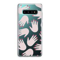 Hands pink: Samsung Galaxy S10 Plus Transparant Hoesje - thumbnail