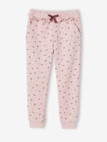 Joggingbroek voor meisjes met ruche en bloemenprint roze