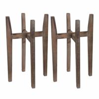 Plantenstandaard - 2x - H60 x B32 cm - hout - plantenverhoger - bloempot verhoger