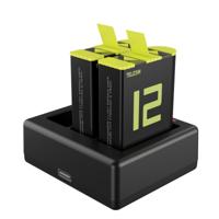 Telesin oplader voor 3 batterijen inclusief 2x accu voor GoPro 9/10/11/12 met USB-C
