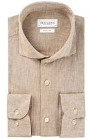 Profuomo Slim Fit Linnen hemd beige, Effen