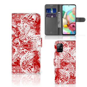 Telefoonhoesje met Naam Samsung Galaxy A71 Angel Skull Rood