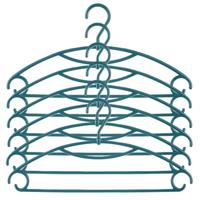 5Five Kledinghangers - 24x stuks - geribbeld kunststof - petrol - 40 x 20 cm
