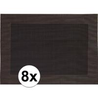 Tafel Placemats - 8x stuks - bruin - gevlochten - 45 x 30 cm - onderleggers