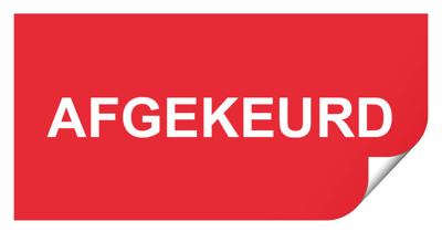 Keuringssticker afgekeurd rechthoek zonder datum 50 x 25 mm - 100 stuks (op rol) Keuringssticker afgekeurd rechthoek zonder datum 50 x 25 mm - 100 stuks (op rol)