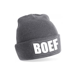 Boef muts/beanie onesize  unisex - grijs One size  -