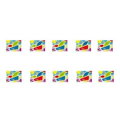 Carnaval thema vlaggenlijn - 2x - 400 cm - slingers - papier - versiering - brandvertragend Carnaval thema vlaggenlijn - 2x - 400 cm - slingers - papier - versiering - brandvertragend