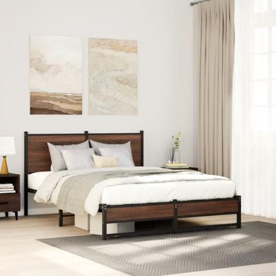 Bedframe zonder matras metaal bruin eikenkleurig 150x200 cm