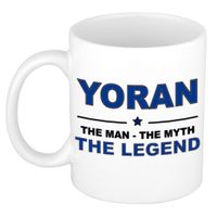 Naam cadeau mok/ beker Yoran The man, The myth the legend 300 ml   -