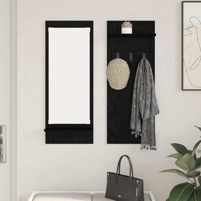 Wandgemonteerde kapstok met plank Zwart eiken 70 x 10 x 90 cm
