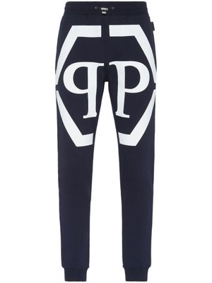 Philipp Plein pantalon de jogging à logo imprimé - Bleu